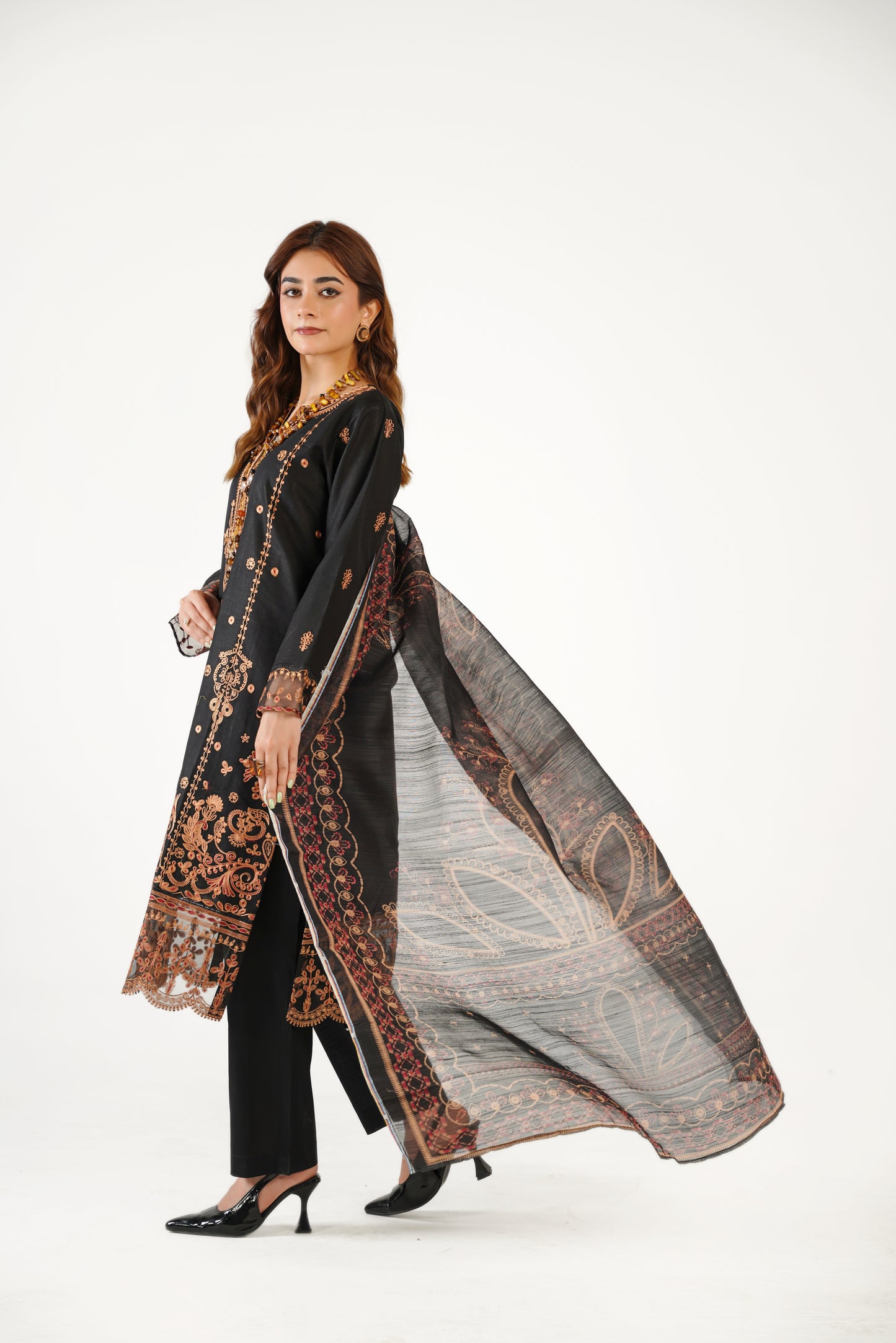 Anaya Noor Fancy Jacquard Cotton Emb 3PC
