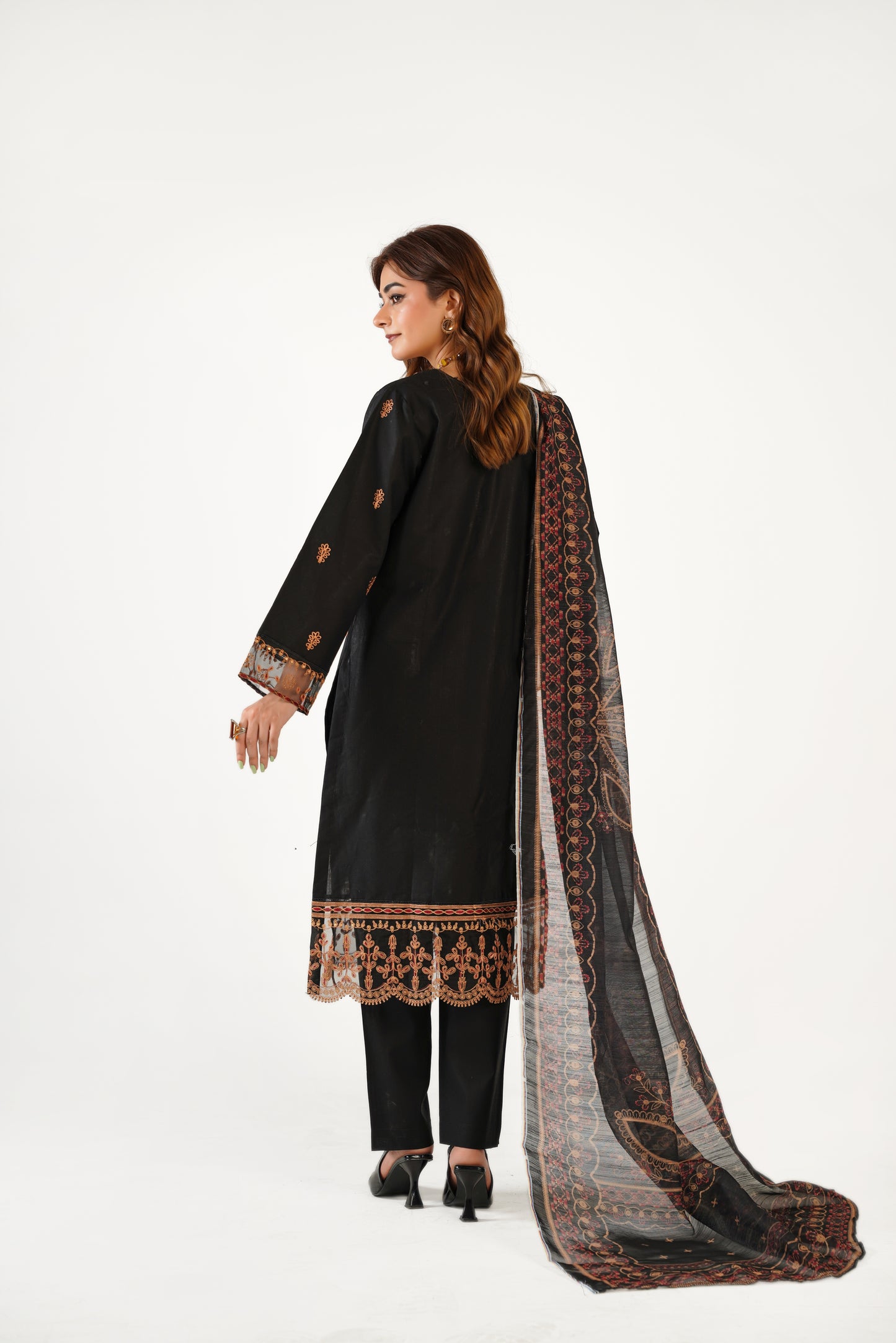 Anaya Noor Fancy Jacquard Cotton Emb 3PC