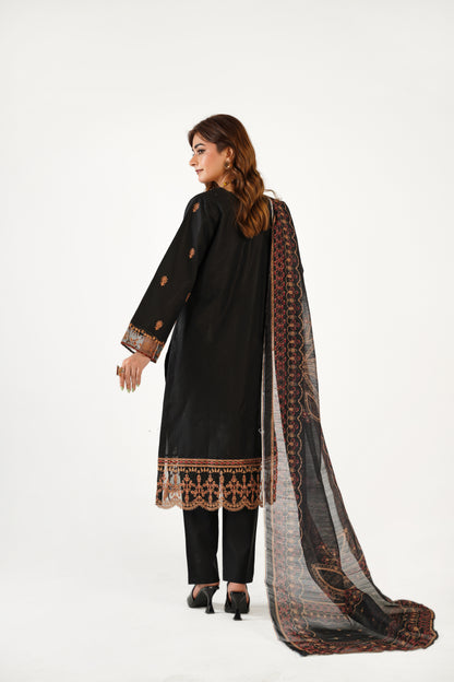 Anaya Noor Fancy Jacquard Cotton Emb 3PC