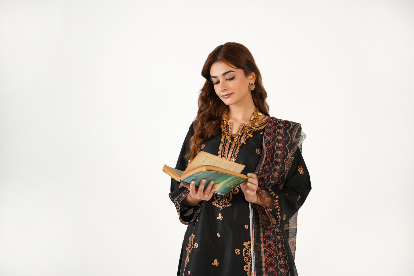 Anaya Noor Fancy Jacquard Cotton Emb 3PC
