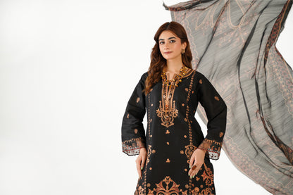 Anaya Noor Fancy Jacquard Cotton Emb 3PC