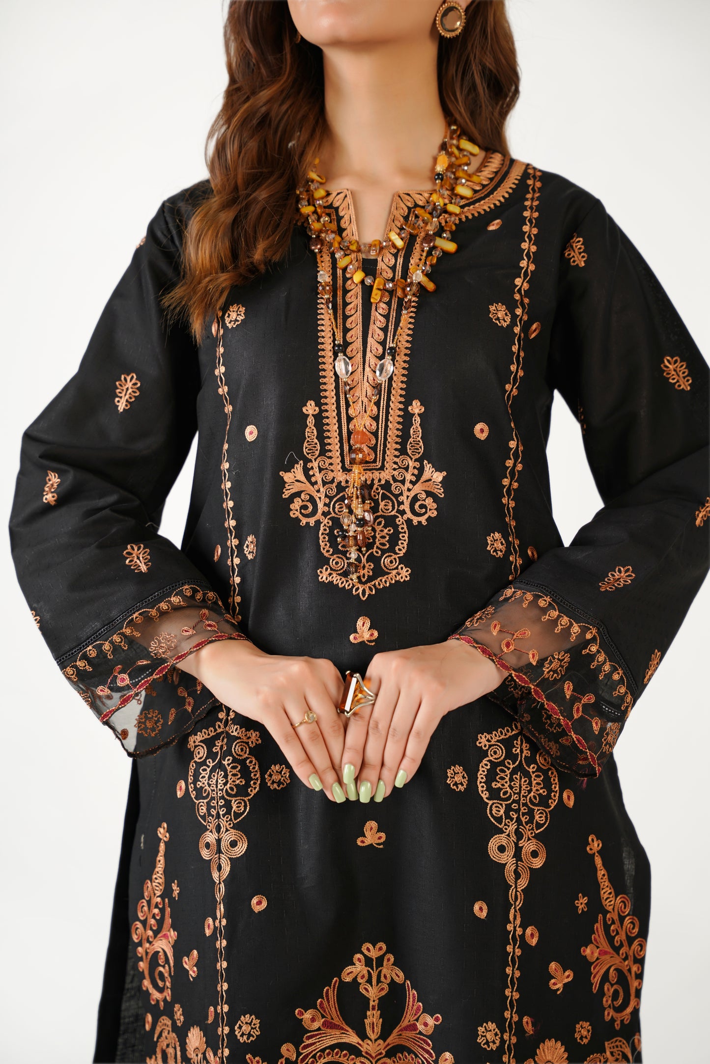 Anaya Noor Fancy Jacquard Cotton Emb 3PC