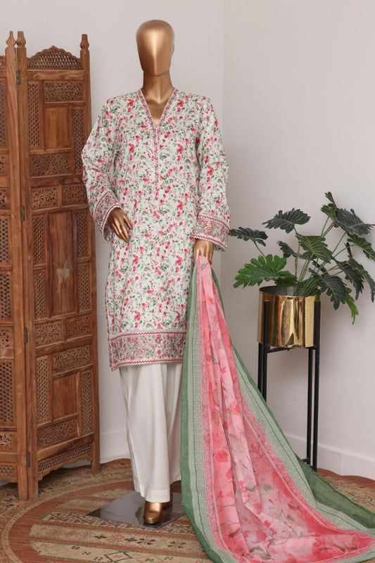 Bin Saeed Bellbottom Printed & Emb Lawn 3PC