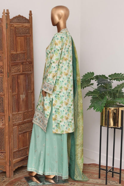 Bin Saeed Bellbottom Printed & Emb Lawn 3PC