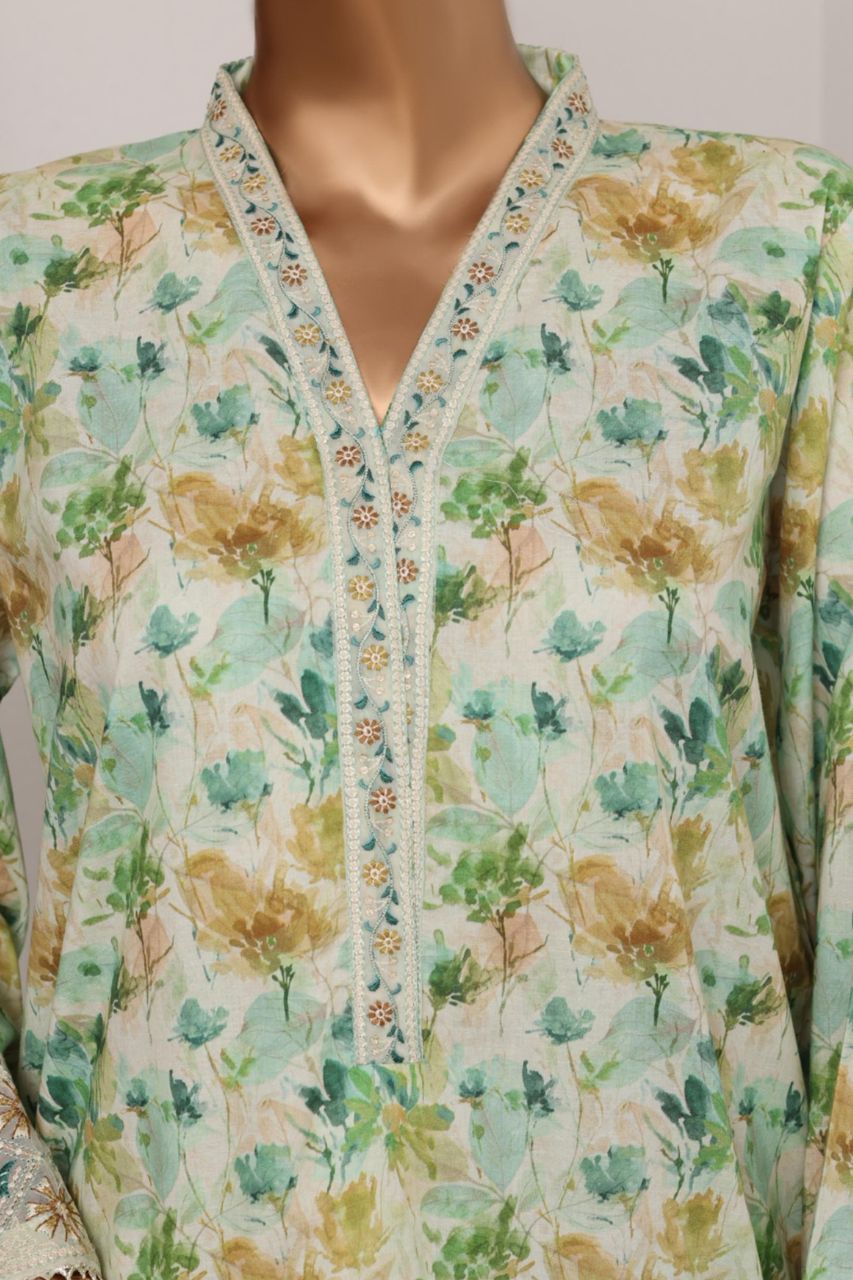 Bin Saeed Bellbottom Printed & Emb Lawn 3PC