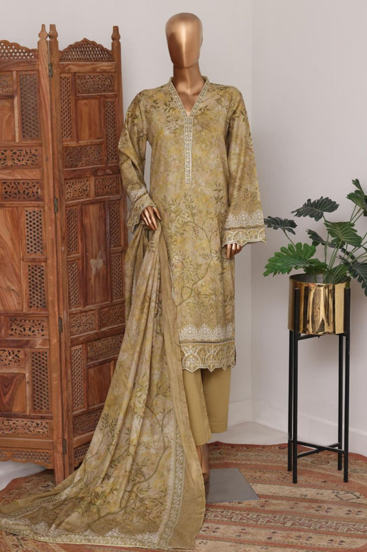 Bin Saeed Bellbottom Printed & Emb Lawn 3PC