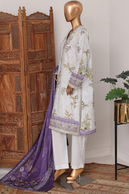Bin Saeed Bellbottom Printed & Emb Lawn 3PC