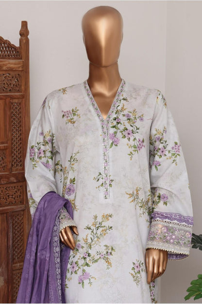Bin Saeed Bellbottom Printed & Emb Lawn 3PC
