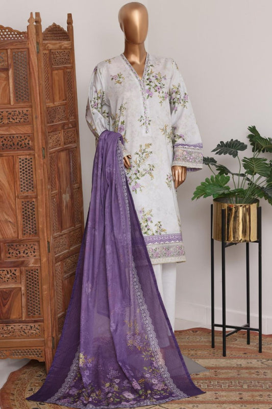 Bin Saeed Bellbottom Printed & Emb Lawn 3PC