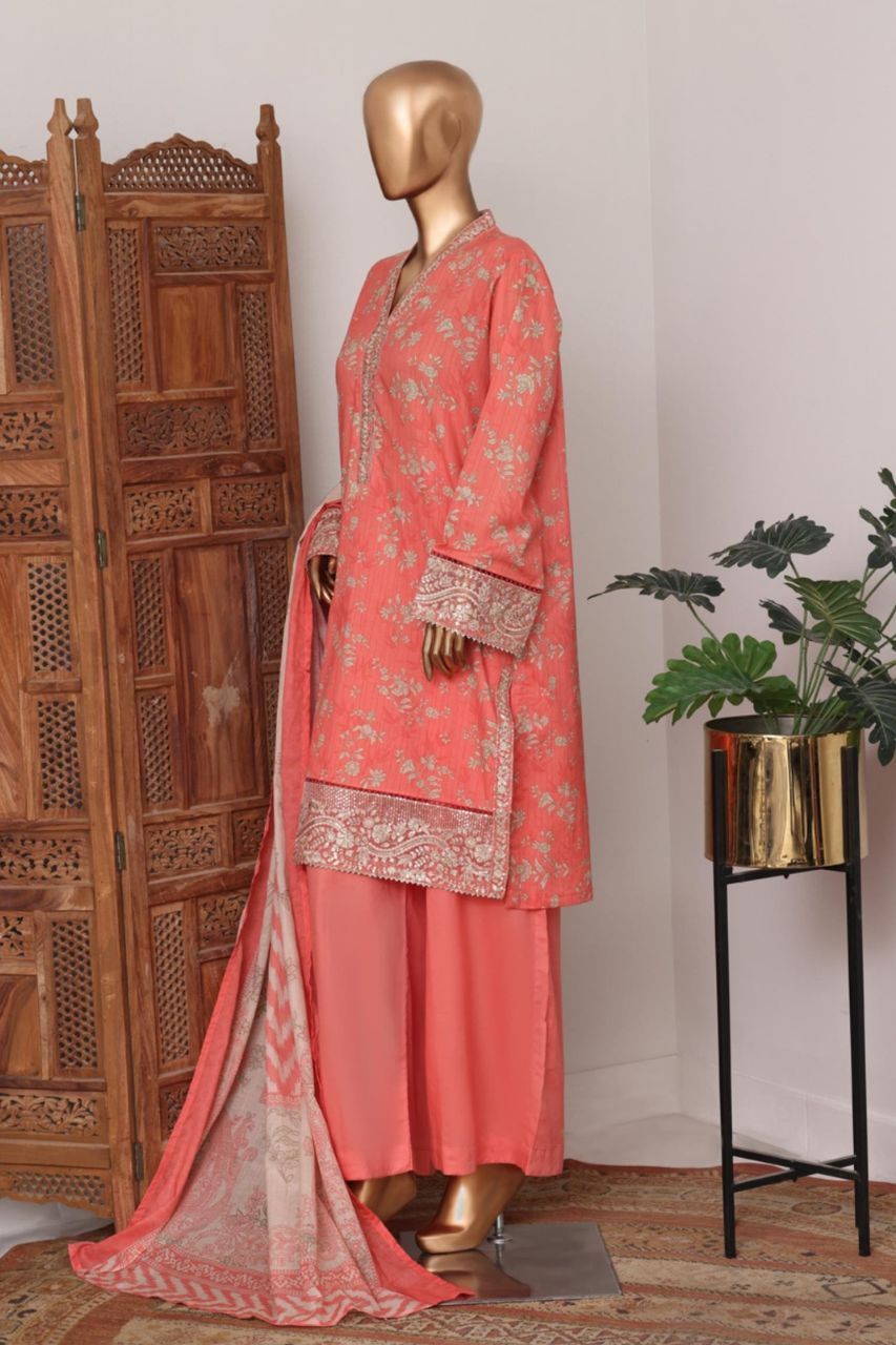 Bin Saeed Bellbottom Printed & Emb Lawn 3PC