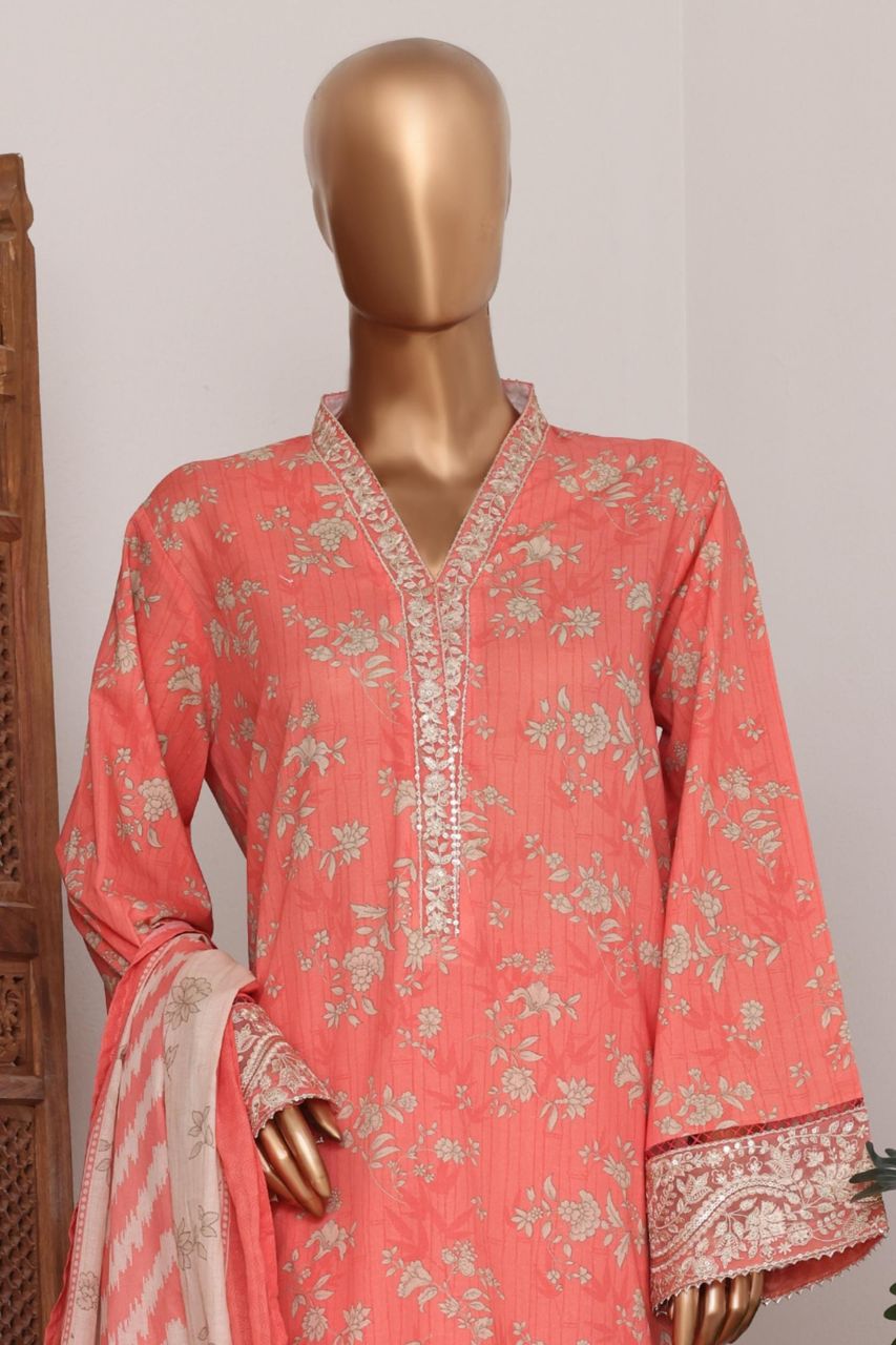 Bin Saeed Bellbottom Printed & Emb Lawn 3PC