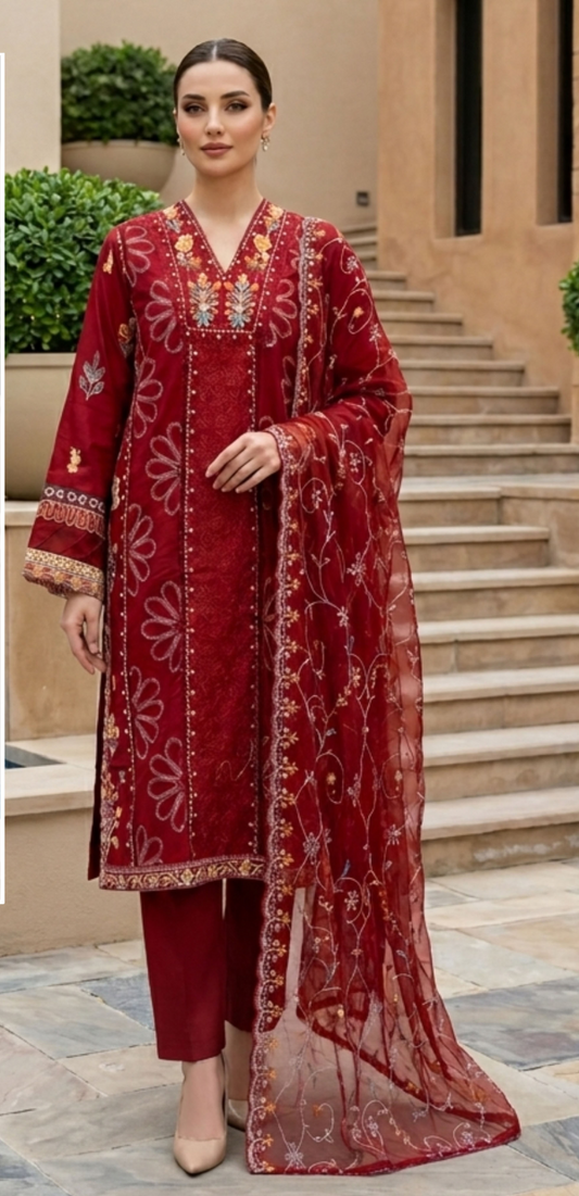 Bin Saeed Premium Embroidered Lawn 3PC