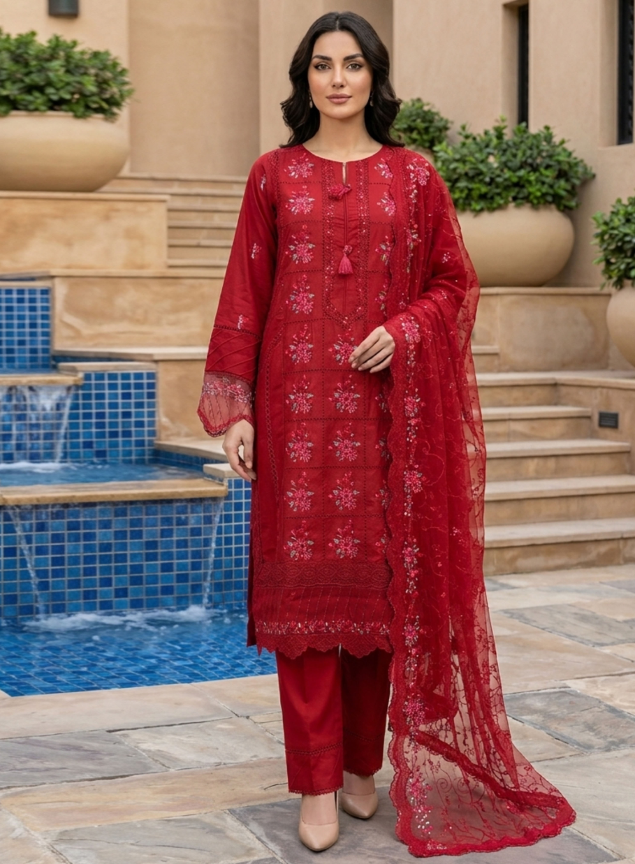 Bin Saeed Premium Embroidered Lawn 3PC