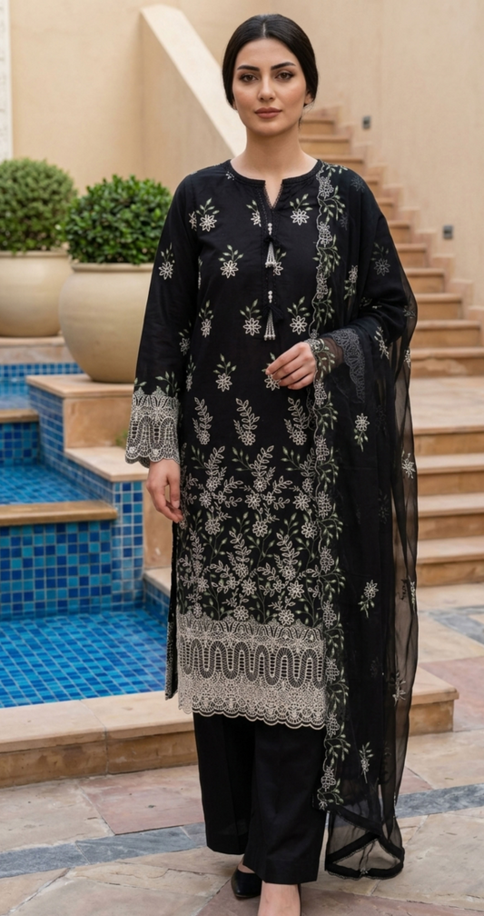 Bin Saeed Premium Embroidered Lawn 3PC