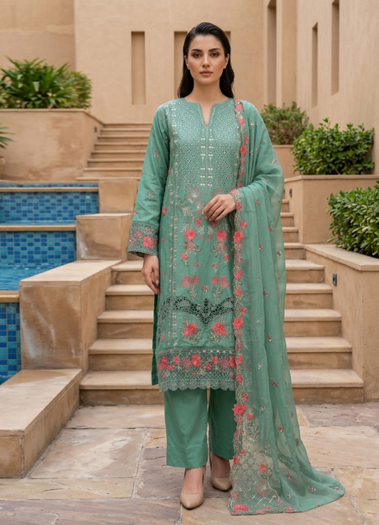 Bin Saeed Premium Embroidered Lawn 3PC
