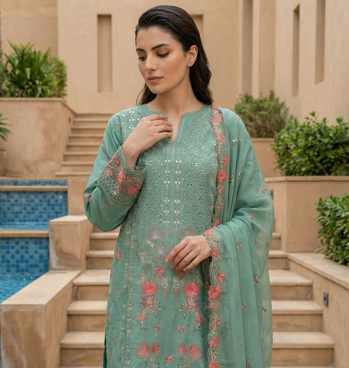 Bin Saeed Premium Embroidered Lawn 3PC