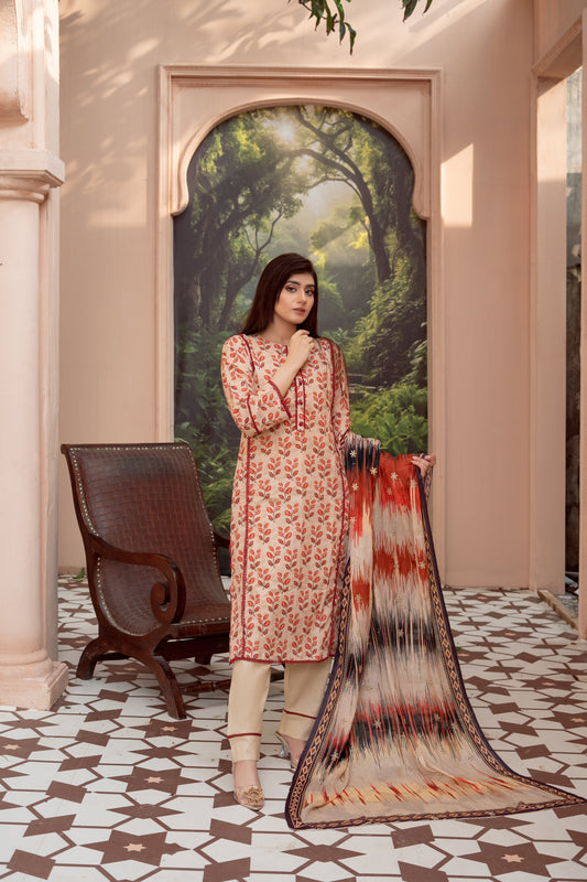 Afsanah Print Emb Lawn-3PC