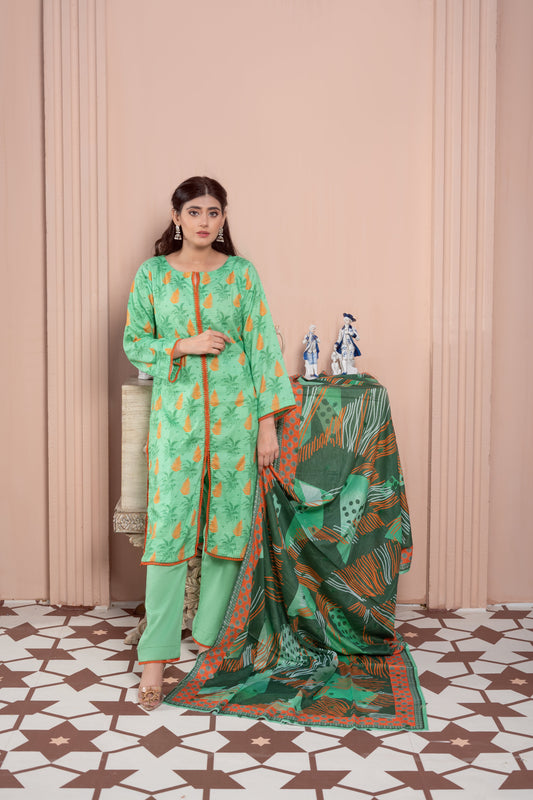Afsanah Print Emb Lawn-3PC