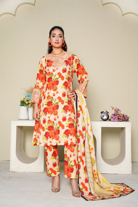 Embroidered Linen 3PC