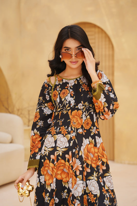 Mirari Frock | Printed Khaddar | Co_Ords