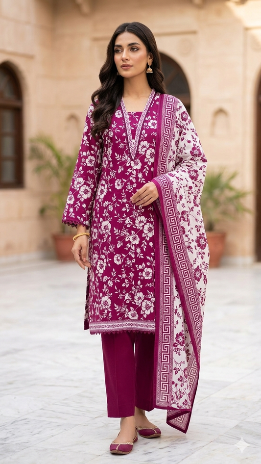 Bin Saeed Digital Printed Lawn 3PC