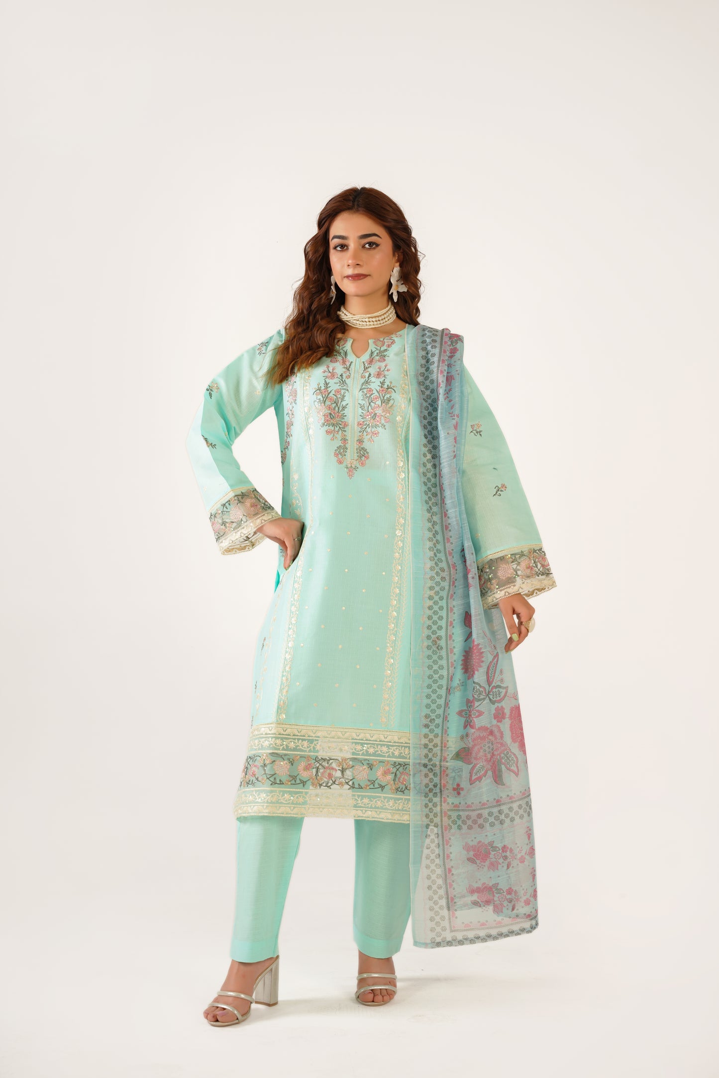 Anaya Noor Fancy Jacquard Cotton Emb 3PC