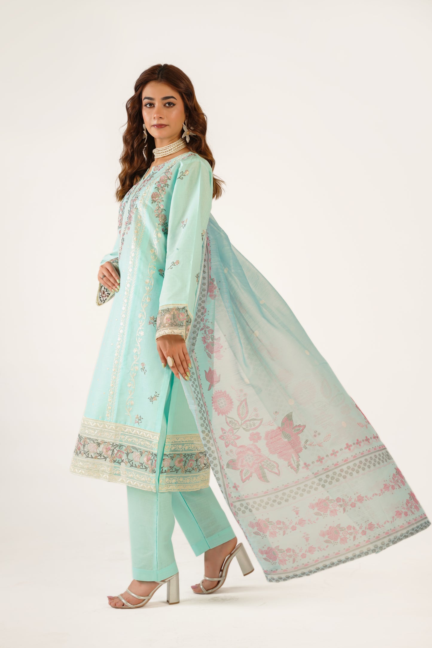 Anaya Noor Fancy Jacquard Cotton Emb 3PC