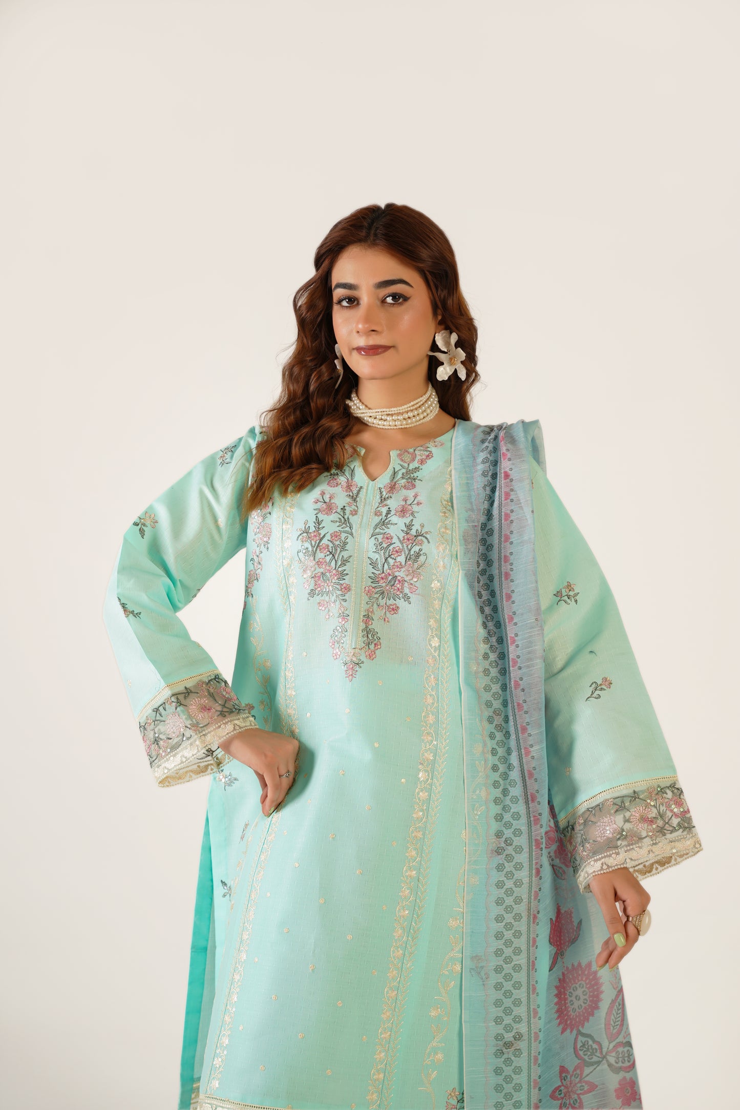 Anaya Noor Fancy Jacquard Cotton Emb 3PC