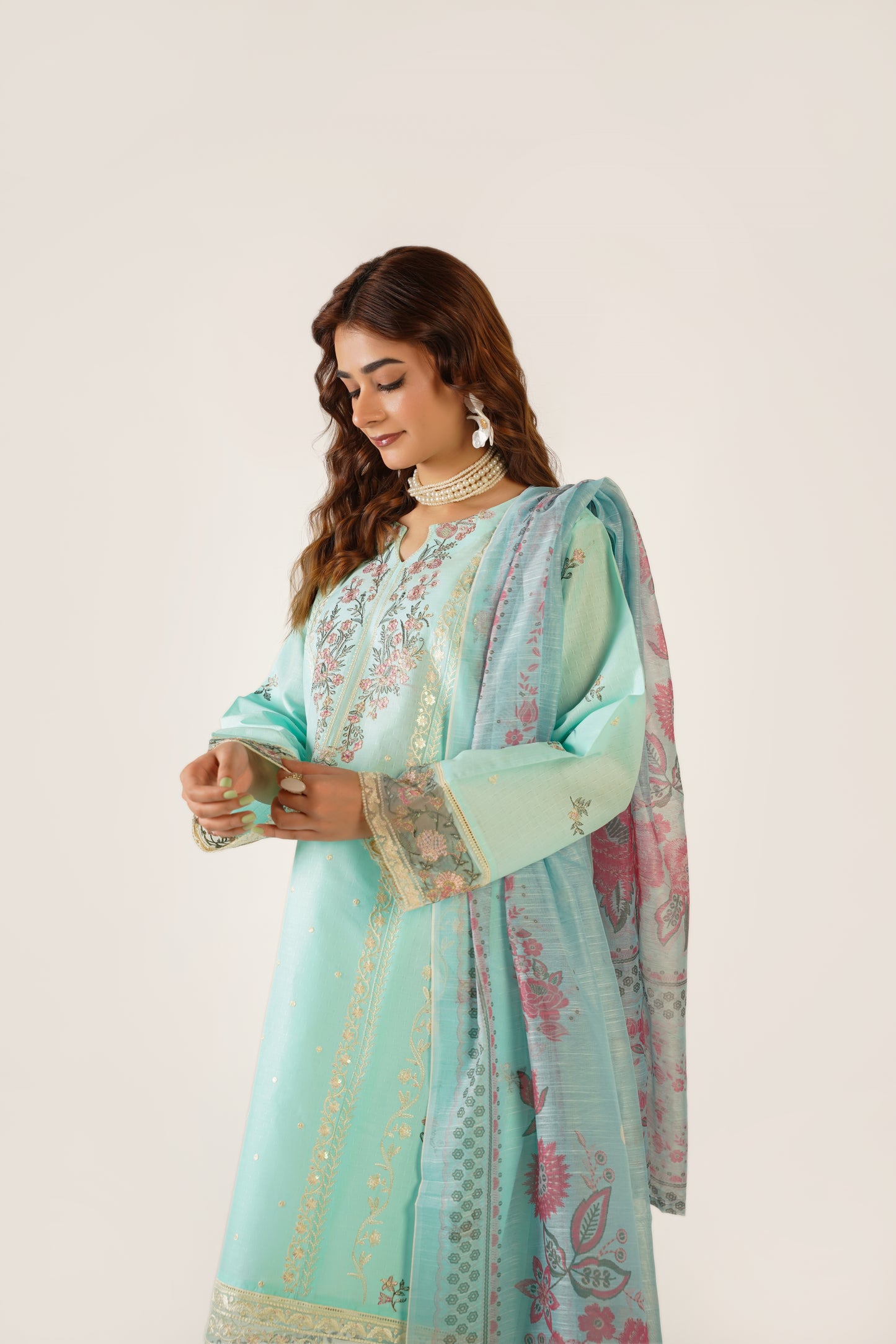 Anaya Noor Fancy Jacquard Cotton Emb 3PC