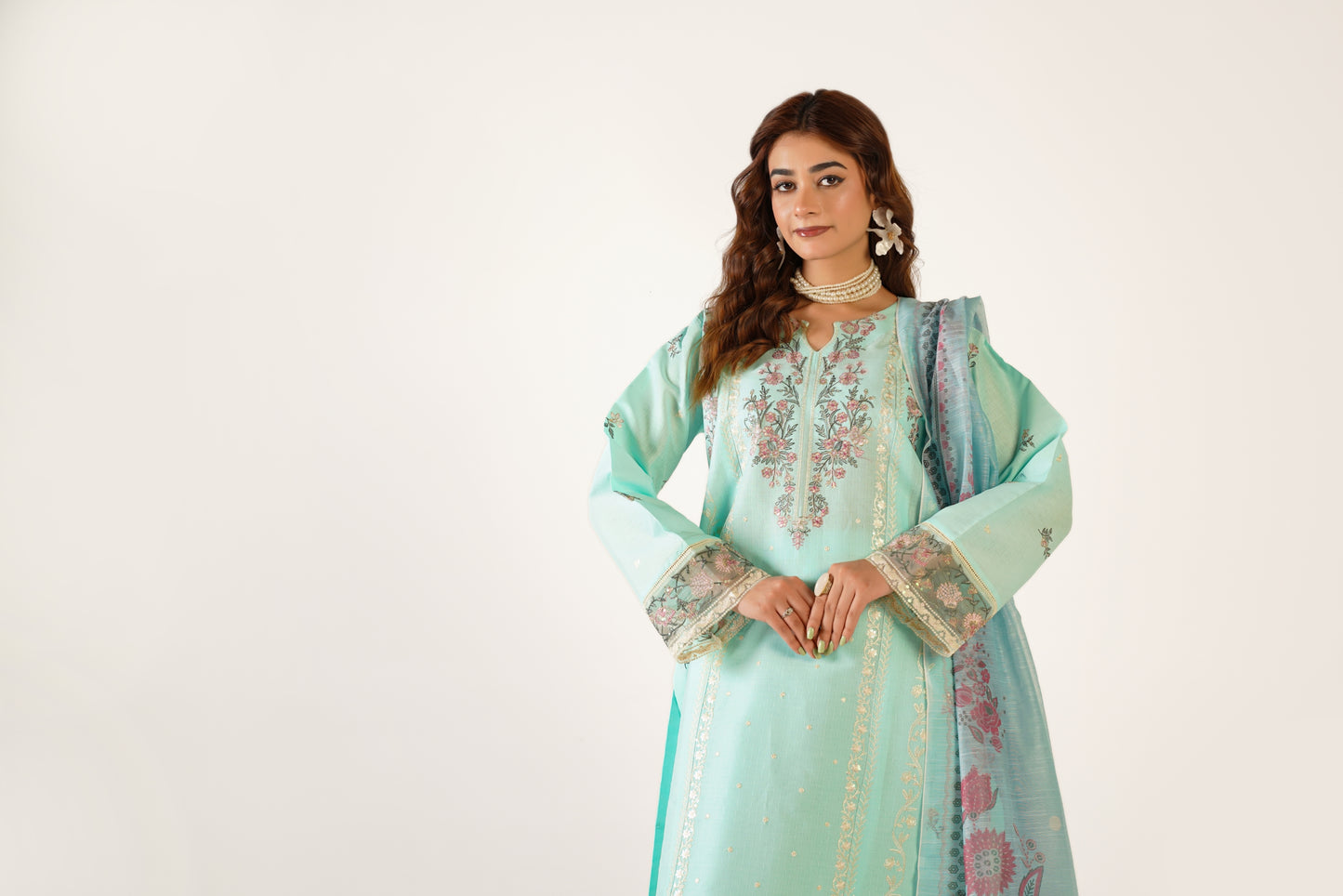 Anaya Noor Fancy Jacquard Cotton Emb 3PC