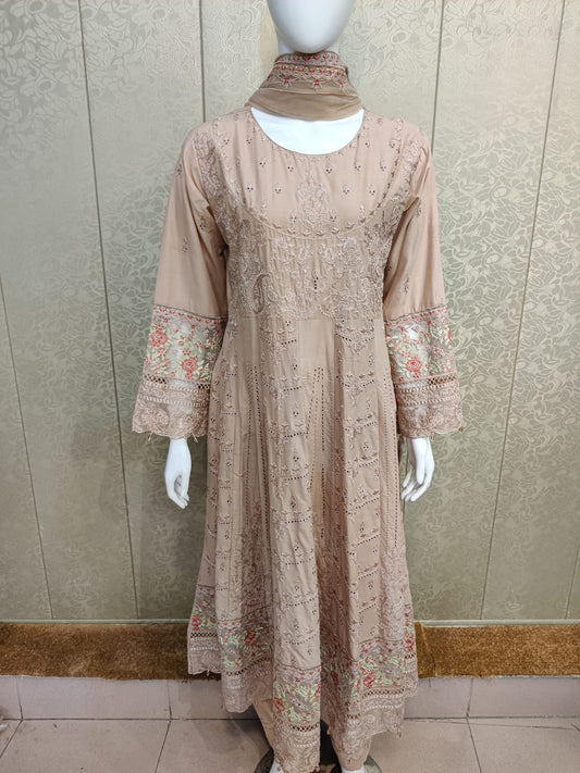 AR Emb Lawn Frock-3PC