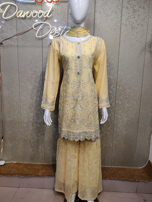 AU Emb Chiffon Garara-3PC